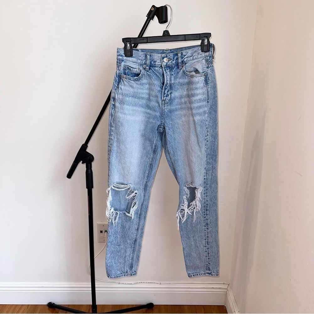American Eagle Denim Ripped Blue Mom Jeans